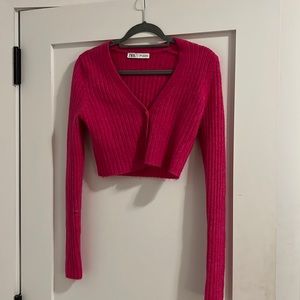 Pink zara crop sweater